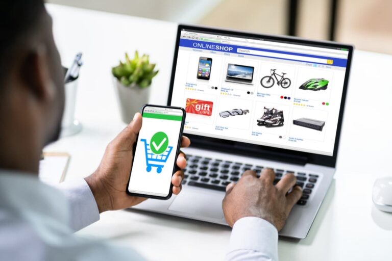 A man using a mobile app to purchase products online