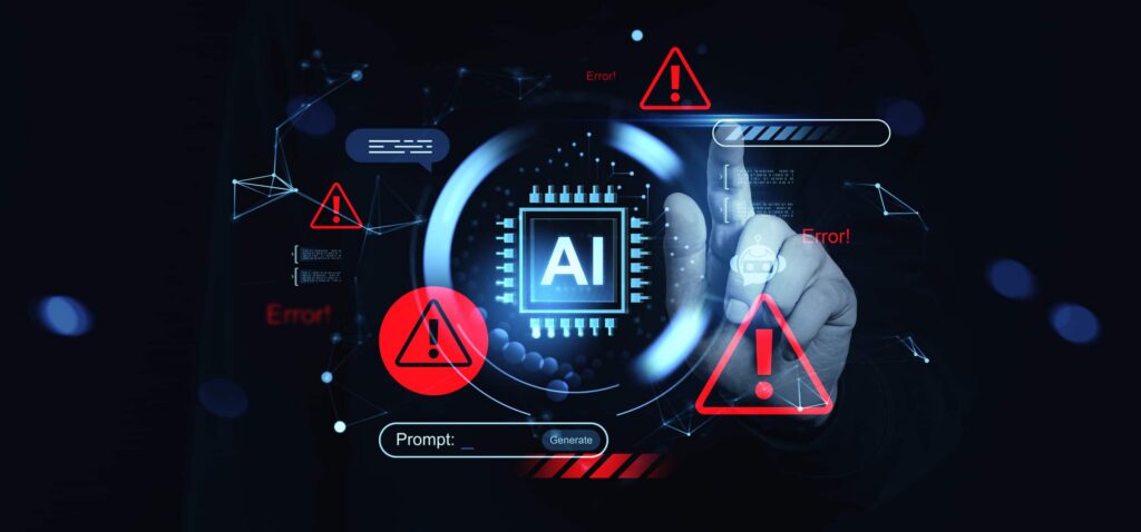 AI companion surrounded by privacy and security warning symbols