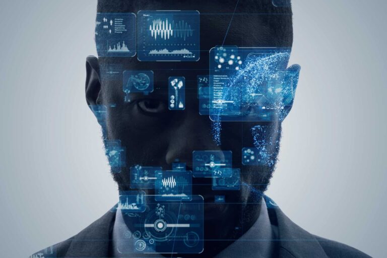 AI cybersecurity system analyzing real-time network traffic to detect hidden threats.
