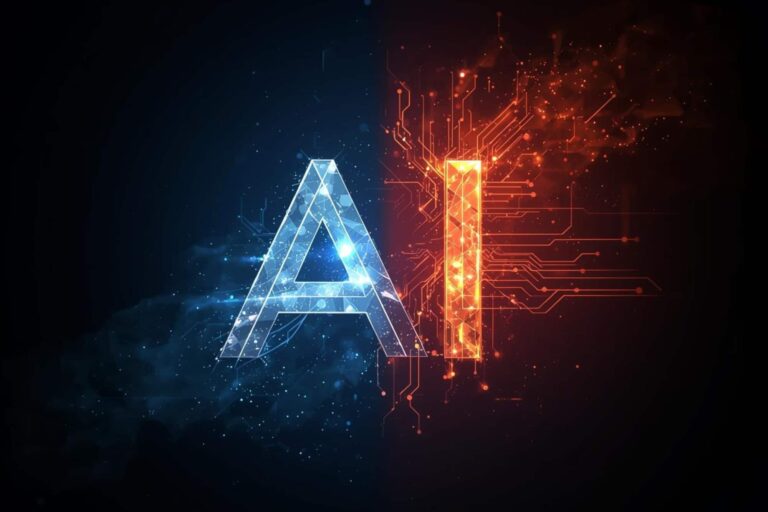 AI symbol split between security and risk