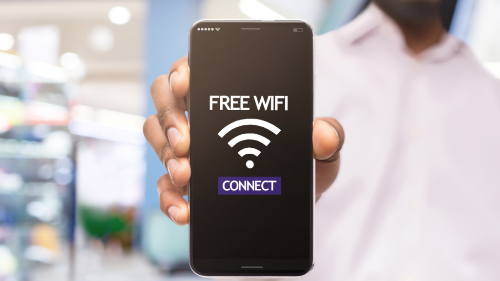 A mobile phone trying to connect to free WiFi
