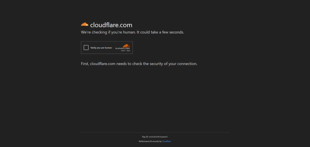 The fake Cloudflare verification screen looks identical to the real thing.