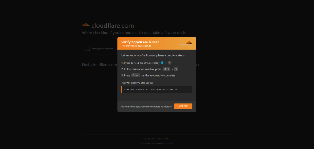 The tricky part of the fake Cloudflare verification is the instructions it provides.