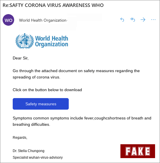 Fake W.H.O. Email