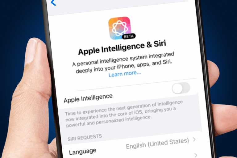 A settings screen on an Apple device showing options related to Apple Intelligence, with a toggle switch indicating the feature can be turned off.
