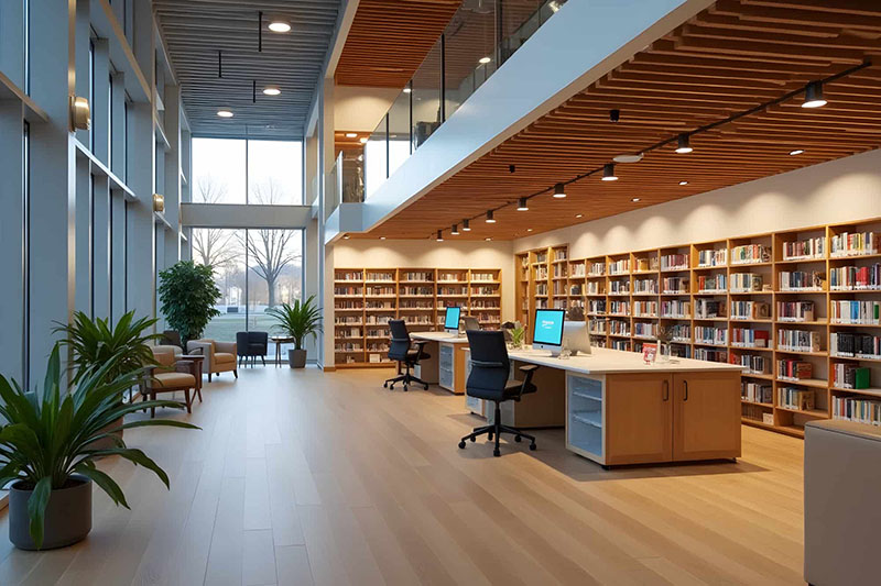 Public library building with free WiFi, secure and monitored network