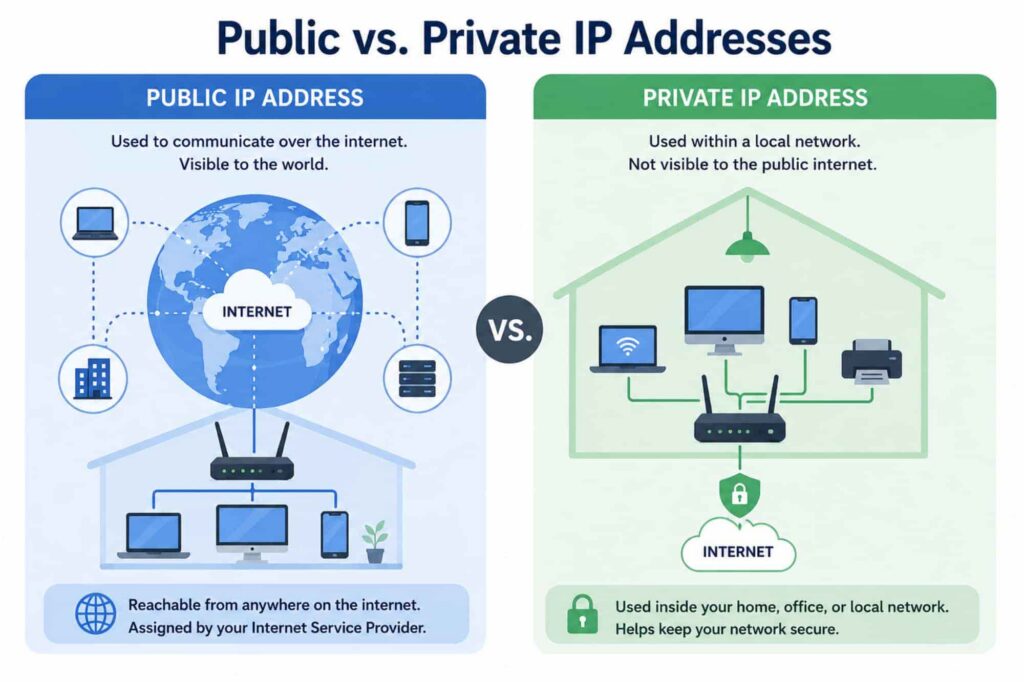 Devices sending and receiving data packets across the internet using an IP address as a digital destination and return address.